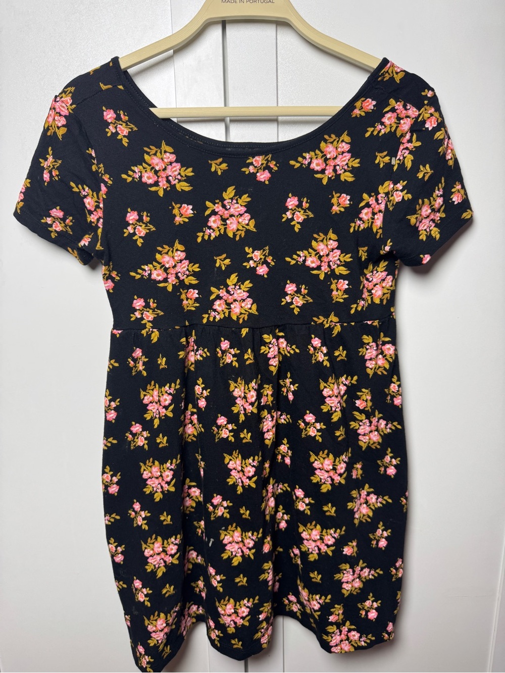 Old Navy Black Dress with Pink Floral Print